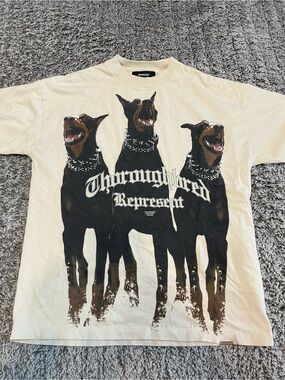 Represent Men’s Cream 'Thoroughbred' Graphic Short Sleeve Tee